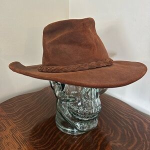 Vintage Minnetonka Outback Hat Brown Genuine Leather Medium